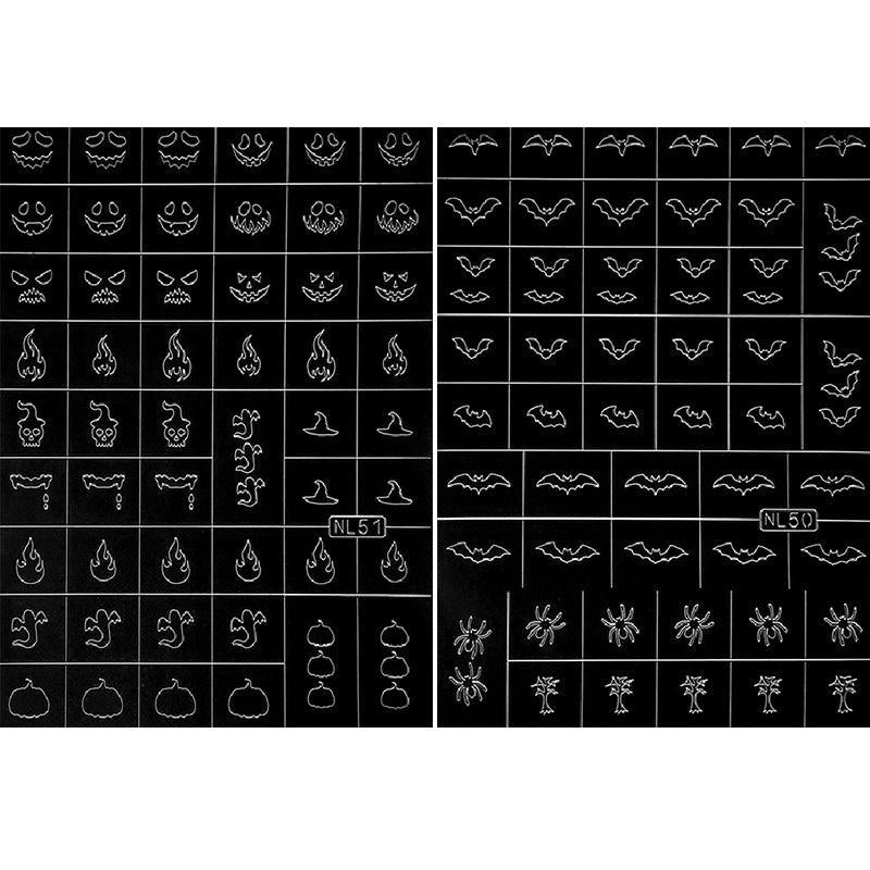 Halloween Airbrush Stencils Nail Stickers Bat Spider Bear Lizard Snake