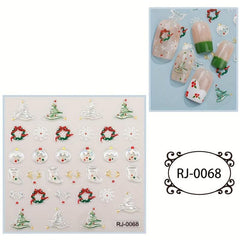5D Embossed Halloween Nail Art Stickers Skull Spider Heart