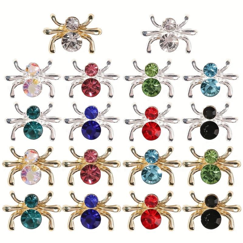 10pcs Halloween Spider Nail Art Charms With Rhinestones
