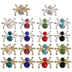 10pcs Halloween Spider Nail Art Charms With Rhinestones