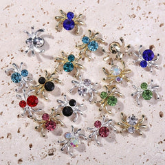 10pcs Halloween Spider Nail Art Charms With Rhinestones