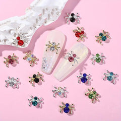 10pcs Halloween Spider Nail Art Charms With Rhinestones