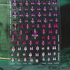 Embossed Pink Butterfly Nail Decals Set for Manicure DIY