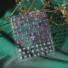 Embossed Pink Butterfly Nail Decals Set for Manicure DIY