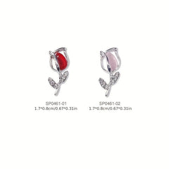 10pcs 3D Alloy Tulip Nail Charms with Rhinestones Nail Art Jewelry