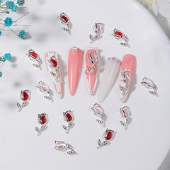 10pcs 3D Alloy Tulip Nail Charms with Rhinestones Nail Art Jewelry
