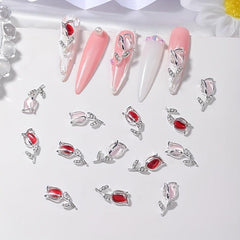 10pcs 3D Alloy Tulip Nail Charms with Rhinestones Nail Art Jewelry