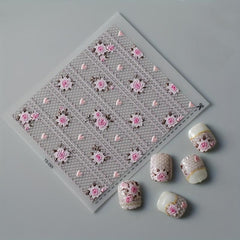 5D Embossed Rose Nail Art Stickers - Self Adhesive Nail Art Supplies