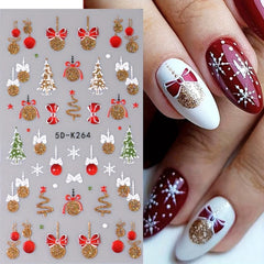 5D Glitter Christmas Nail Art Stickers Snowflake Gonk Bear Lantern Cane Decals