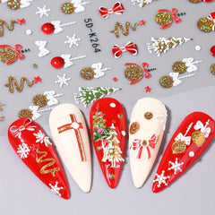 5D Glitter Christmas Nail Art Stickers Snowflake Gonk Bear Lantern Cane Decals