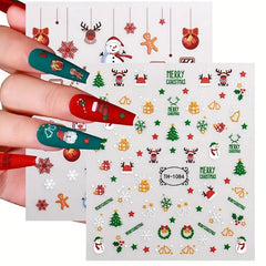 Christmas Nail Art Stickers Snowflake Elk Christmas Tree Nail Art Decals