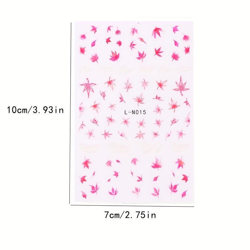 6pcs Maple Leaf Pumpkin Nail Art Stickers For Fall