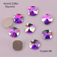 Glass Crystal Nail Art Rhinestones Iridescent Flat Back Rhinestone 50 Pcs