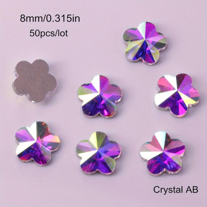 Glass Crystal Nail Art Rhinestones Iridescent Flat Back Rhinestone 50 Pcs