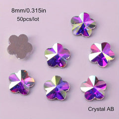 Glass Crystal Nail Art Rhinestones Iridescent Flat Back Rhinestone 50 Pcs
