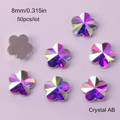 Glass Crystal Nail Art Rhinestones Iridescent Flat Back Rhinestone 50 Pcs