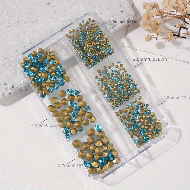 610pcs Nail Art Rhinestones Crystal Gemstones Set Iridescent Nail Art Gems