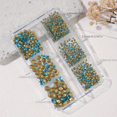 610pcs Nail Art Rhinestones Crystal Gemstones Set Iridescent Nail Art Gems