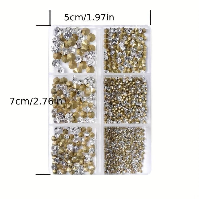 610pcs Nail Art Rhinestones Crystal Gemstones Set Iridescent Nail Art Gems