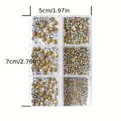 610pcs Nail Art Rhinestones Crystal Gemstones Set Iridescent Nail Art Gems