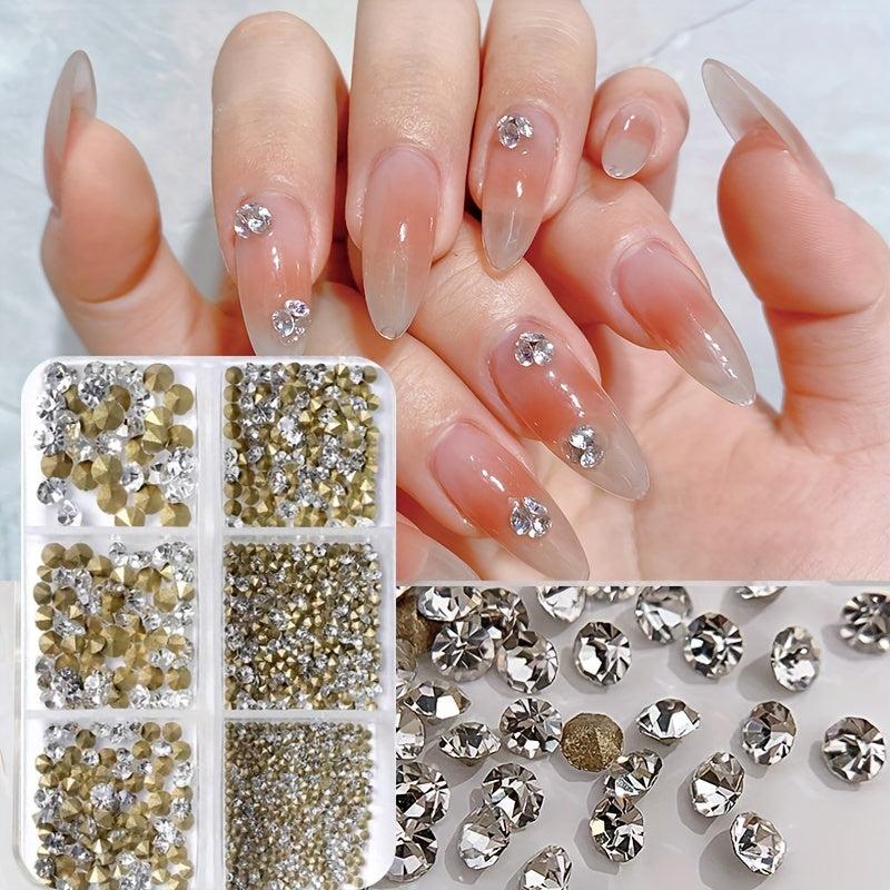 610pcs Nail Art Rhinestones Crystal Gemstones Set Iridescent Nail Art Gems