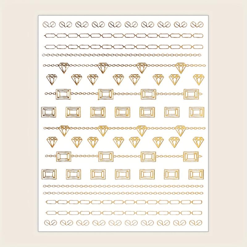 Bronzing 3D Nail Sticker Lines Sizes Stripes Diamond Nail Art Adhesive Transfer