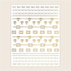 Bronzing 3D Nail Sticker Lines Sizes Stripes Diamond Nail Art Adhesive Transfer