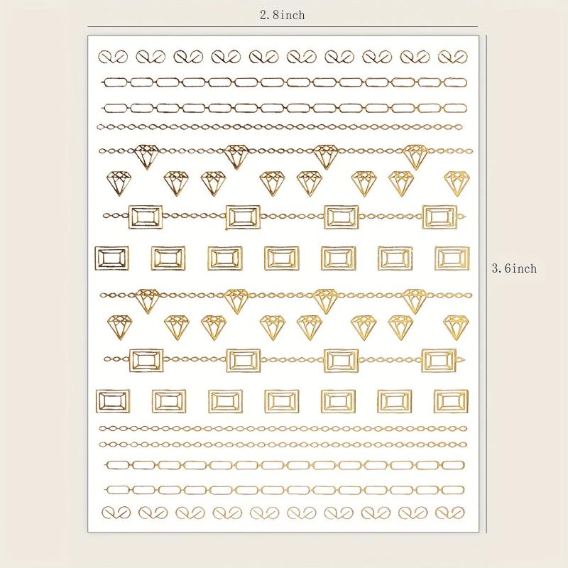 Bronzing 3D Nail Sticker Lines Sizes Stripes Diamond Nail Art Adhesive Transfer