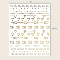 Bronzing 3D Nail Sticker Lines Sizes Stripes Diamond Nail Art Adhesive Transfer