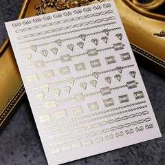 Bronzing 3D Nail Sticker Lines Sizes Stripes Diamond Nail Art Adhesive Transfer