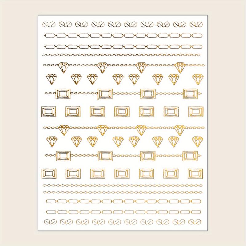 Bronzing 3D Nail Sticker Lines Sizes Stripes Diamond Nail Art Adhesive Transfer
