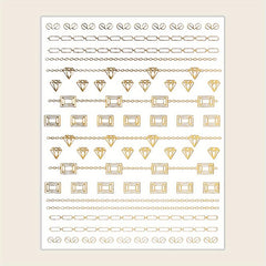 Bronzing 3D Nail Sticker Lines Sizes Stripes Diamond Nail Art Adhesive Transfer