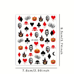 12pcs Halloween Nail Art Stickers Pumpkin Skull Cat