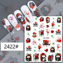 12pcs Halloween Nail Art Stickers Pumpkin Skull Cat