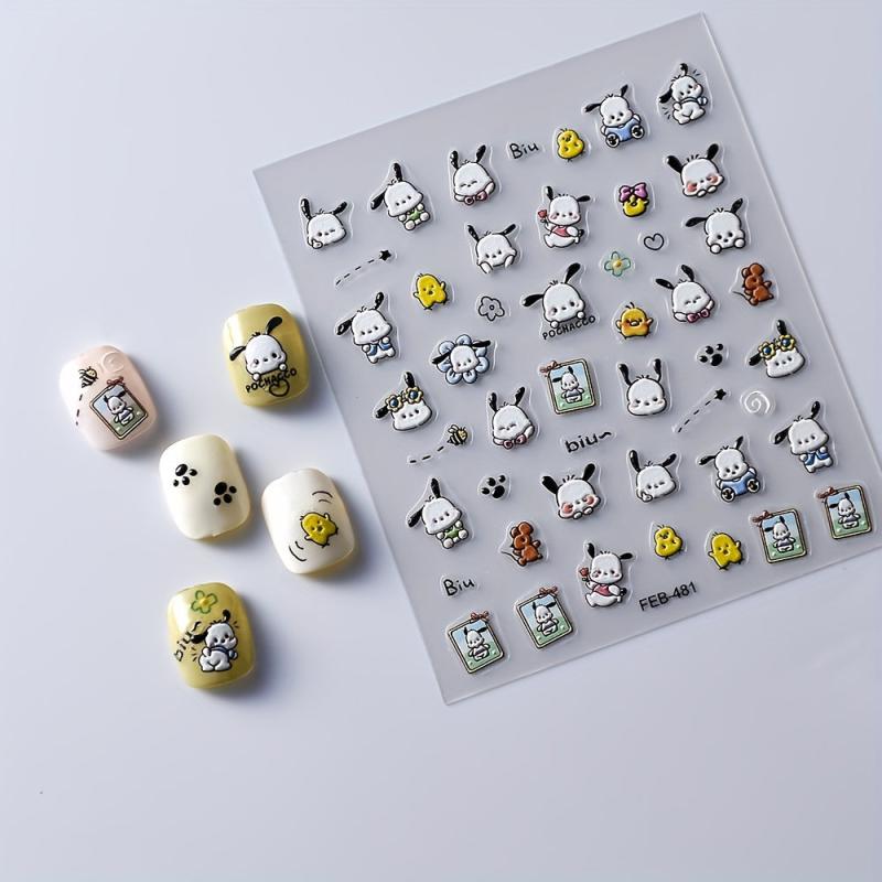 5D Cartoon Dog Nail Art Stickers, Self Adhesive Chicken Nail Decals
