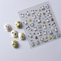 5D Cartoon Dog Nail Art Stickers, Self Adhesive Chicken Nail Decals