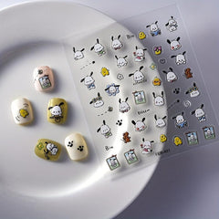5D Cartoon Dog Nail Art Stickers, Self Adhesive Chicken Nail Decals