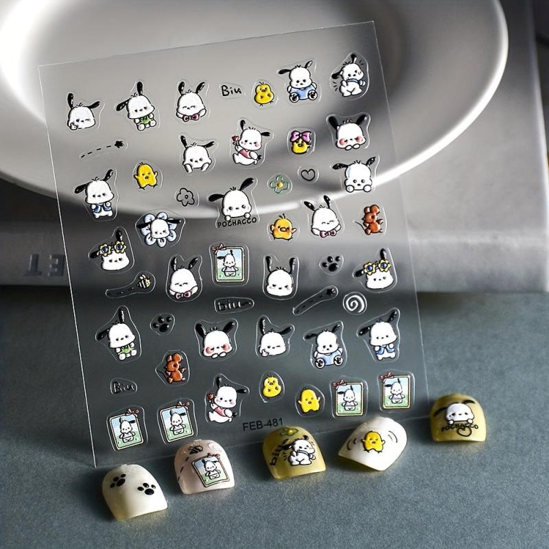 5D Cartoon Dog Nail Art Stickers, Self Adhesive Chicken Nail Decals