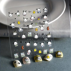 5D Cartoon Dog Nail Art Stickers, Self Adhesive Chicken Nail Decals