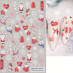 Christmas Nail Art Stickers Santa Snowflake Elk Bear Decals