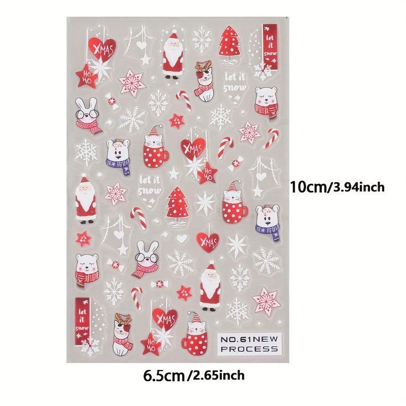 Christmas Nail Art Stickers Santa Snowflake Elk Bear Decals