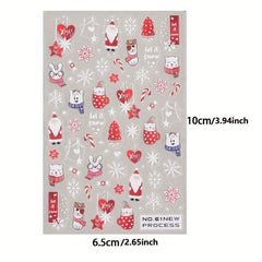 Christmas Nail Art Stickers Santa Snowflake Elk Bear Decals