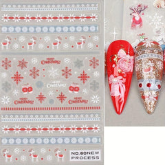 Christmas Nail Art Stickers Santa Snowflake Elk Bear Decals