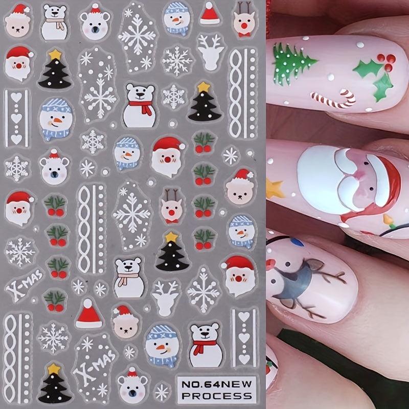 Christmas Nail Art Stickers Santa Snowflake Elk Bear Decals