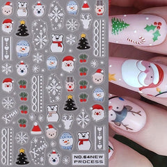 Christmas Nail Art Stickers Santa Snowflake Elk Bear Decals