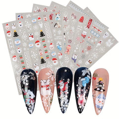 Christmas Nail Art Stickers Santa Snowflake Elk Bear Decals