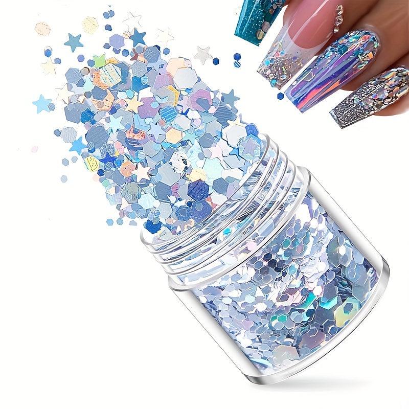 Colorful Laser Hexagon Nail Art Sequins Holographic Glitter Powder