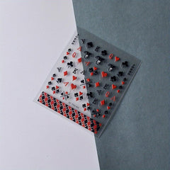 5D Embossed Nail Art Stickers Playing Card Nail Art Decals
