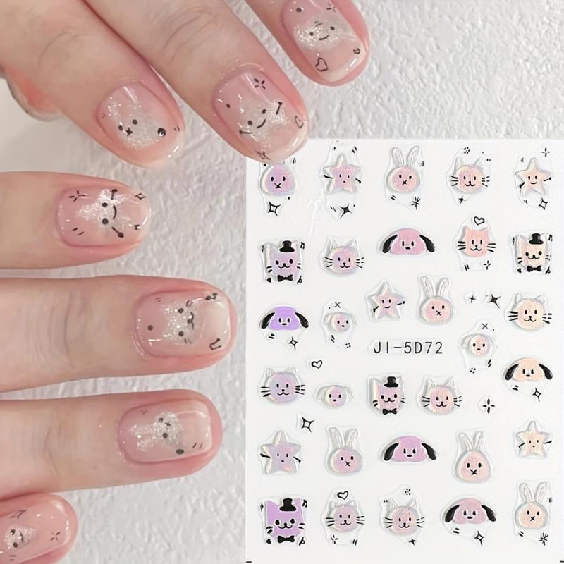 5D Embossed Butterfly Nail Art Stickers - 4 Sheets