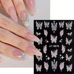 5D Embossed Butterfly Nail Art Stickers - 4 Sheets